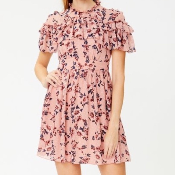 kate spade Dresses & Skirts - Kate Spade Prairie Rose Silk Mini Dress Pink Peony Floral Print Ruffle 8